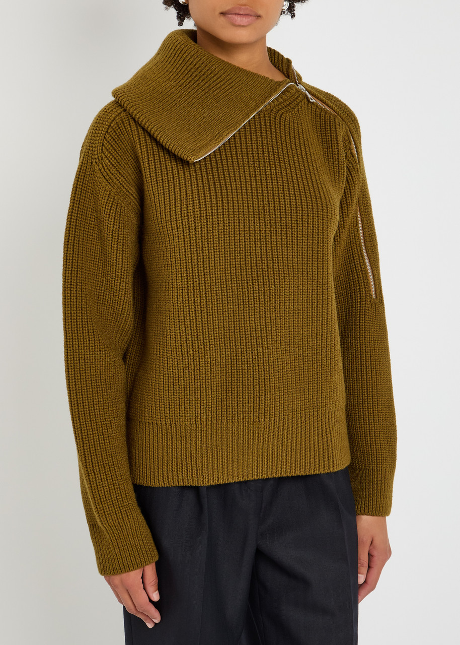 DRIES VAN NOTEN Talim asymmetric ribbed-knit jumper | Harvey Nichols