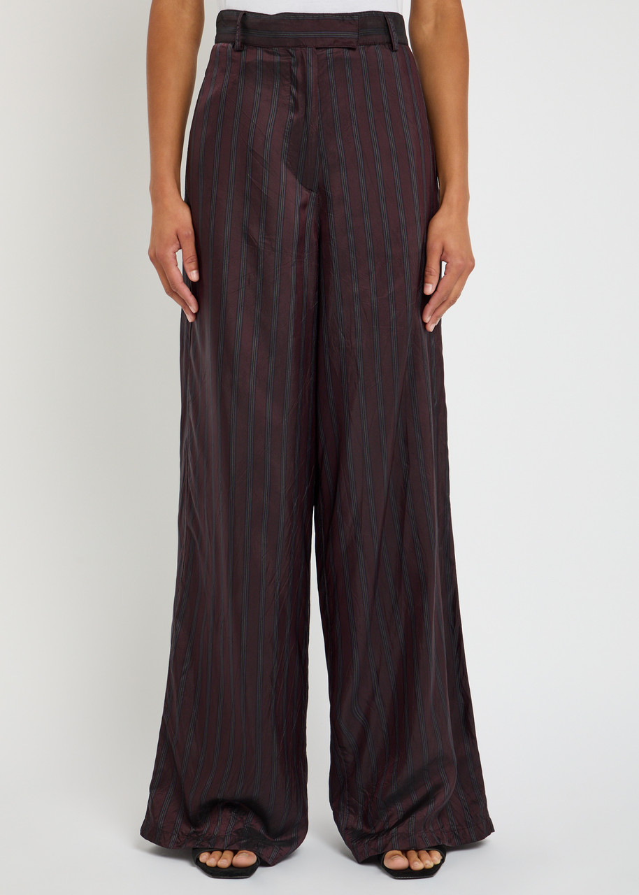 DRIES VAN NOTEN Penn pinstriped satin-twill trousers | Harvey Nichols