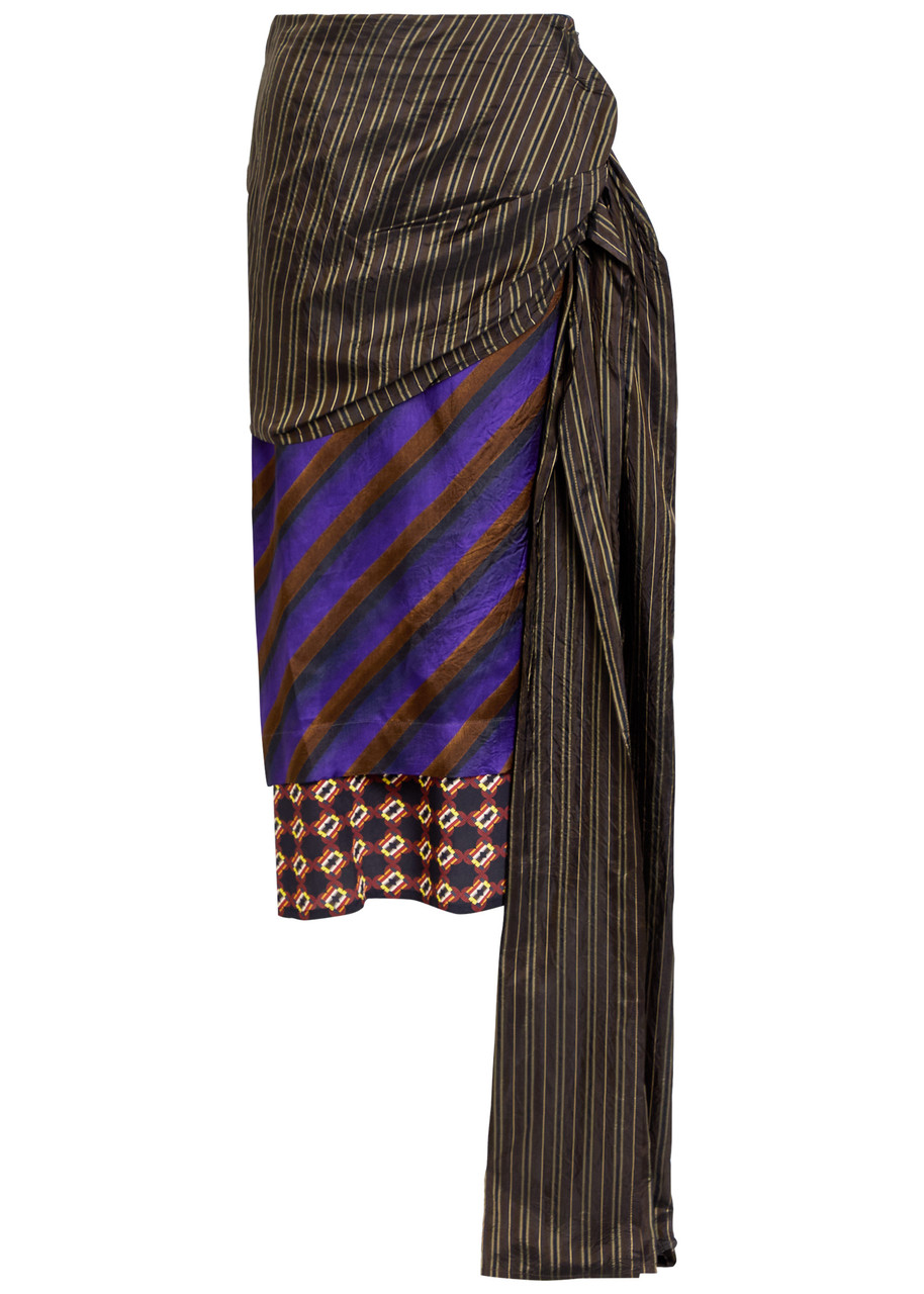 DRIES VAN NOTEN Senice layered satin midi skirt | Harvey Nichols