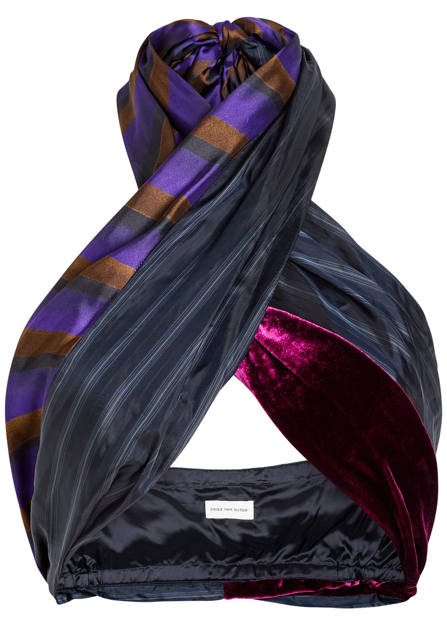 DRIES VAN NOTEN Cisou printed satin wrap top | Harvey Nichols