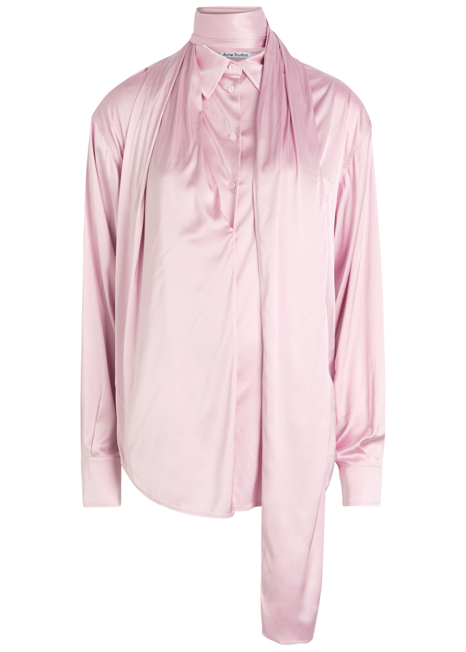 ACNE STUDIOS Sinton scarf-effect stretch-satin shirt | Harvey Nichols