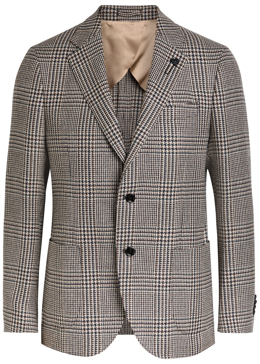 LARDINI Houndstooth wool and silk-blend blazer | Harvey Nichols