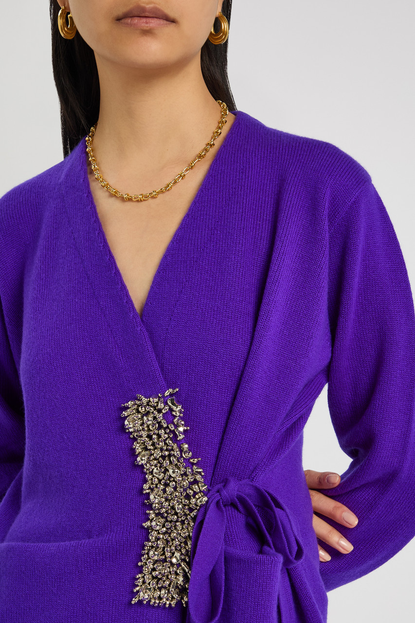 DRIES VAN NOTEN Tiah embellished cashmere wrap cardigan | Harvey
