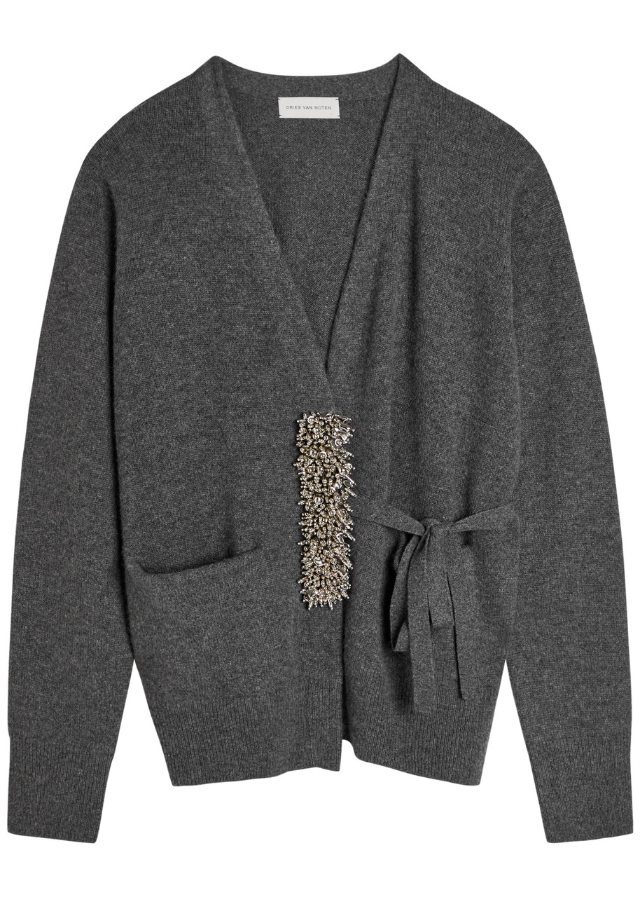 DRIES VAN NOTEN Tiah embellished cashmere wrap cardigan | Harvey