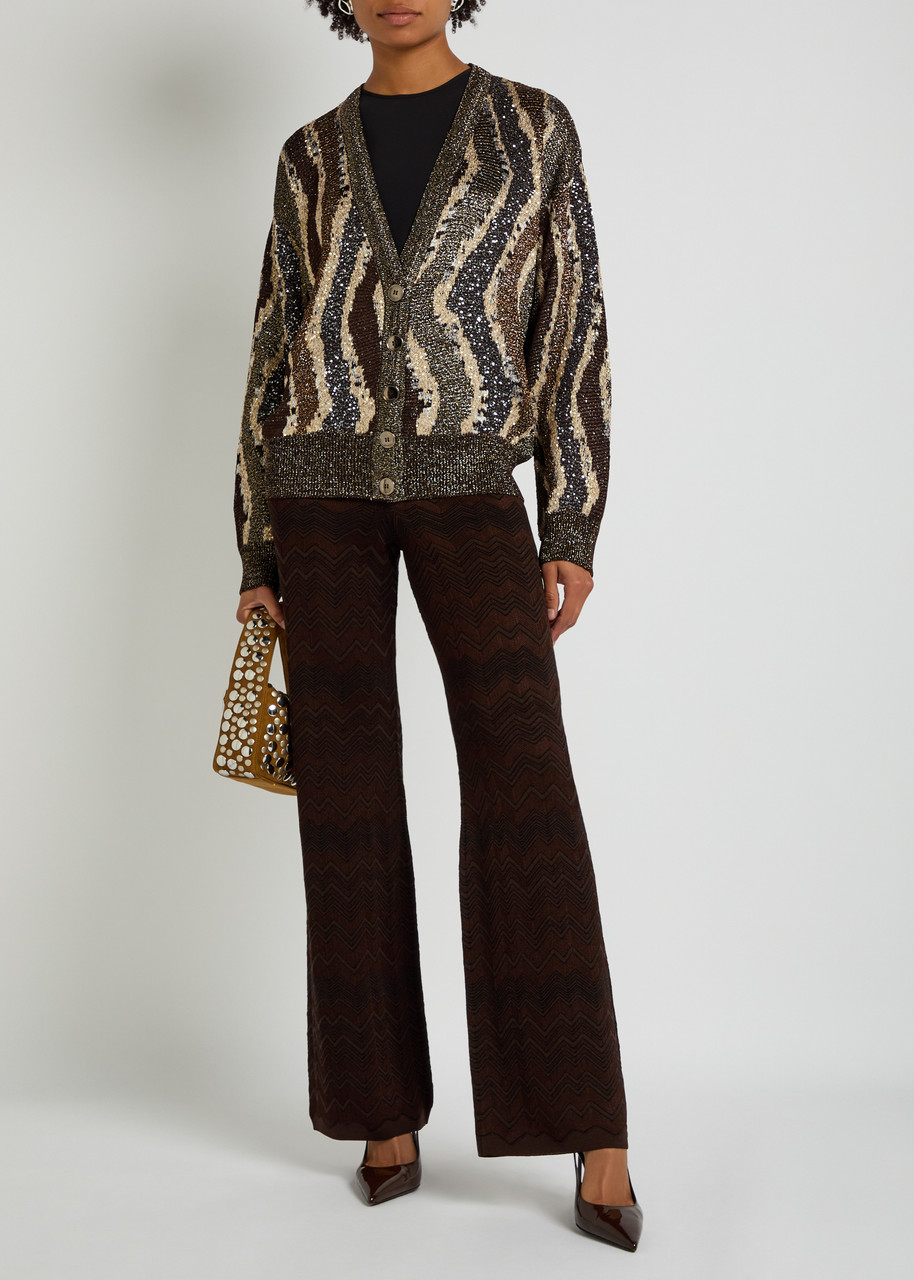 MISSONI Wave-jacquard metallic-knit cardigan | Harvey Nichols