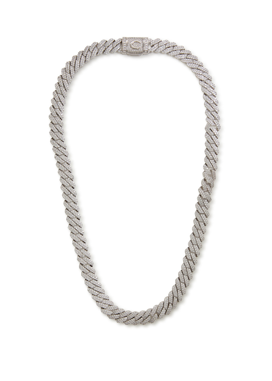 CERNUCCI Iced Prong Cuban Necklace | Harvey Nichols