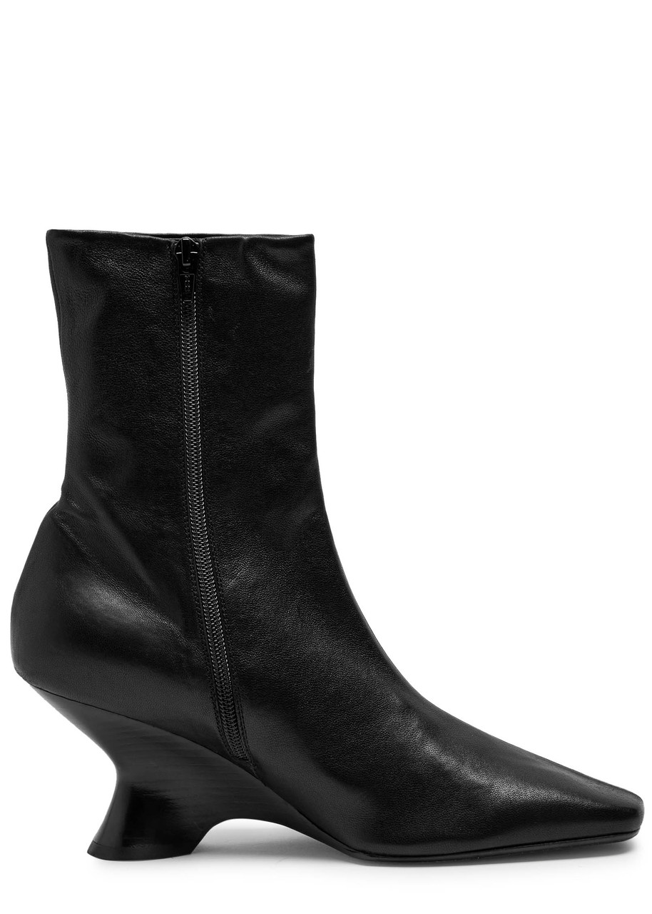 新作*Dries Van Noten* ミドルレザーブーツ75 ブラック DRIES VAN NOTEN 75 leather ankle boots | Harvey Nichols