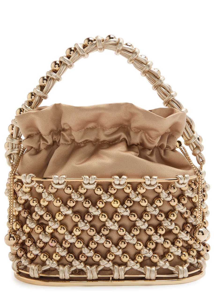 HASSIN 50th リミテッド ファストバック ROSANTICA Holli Opulenza embellished metal top handle bag | Harvey
