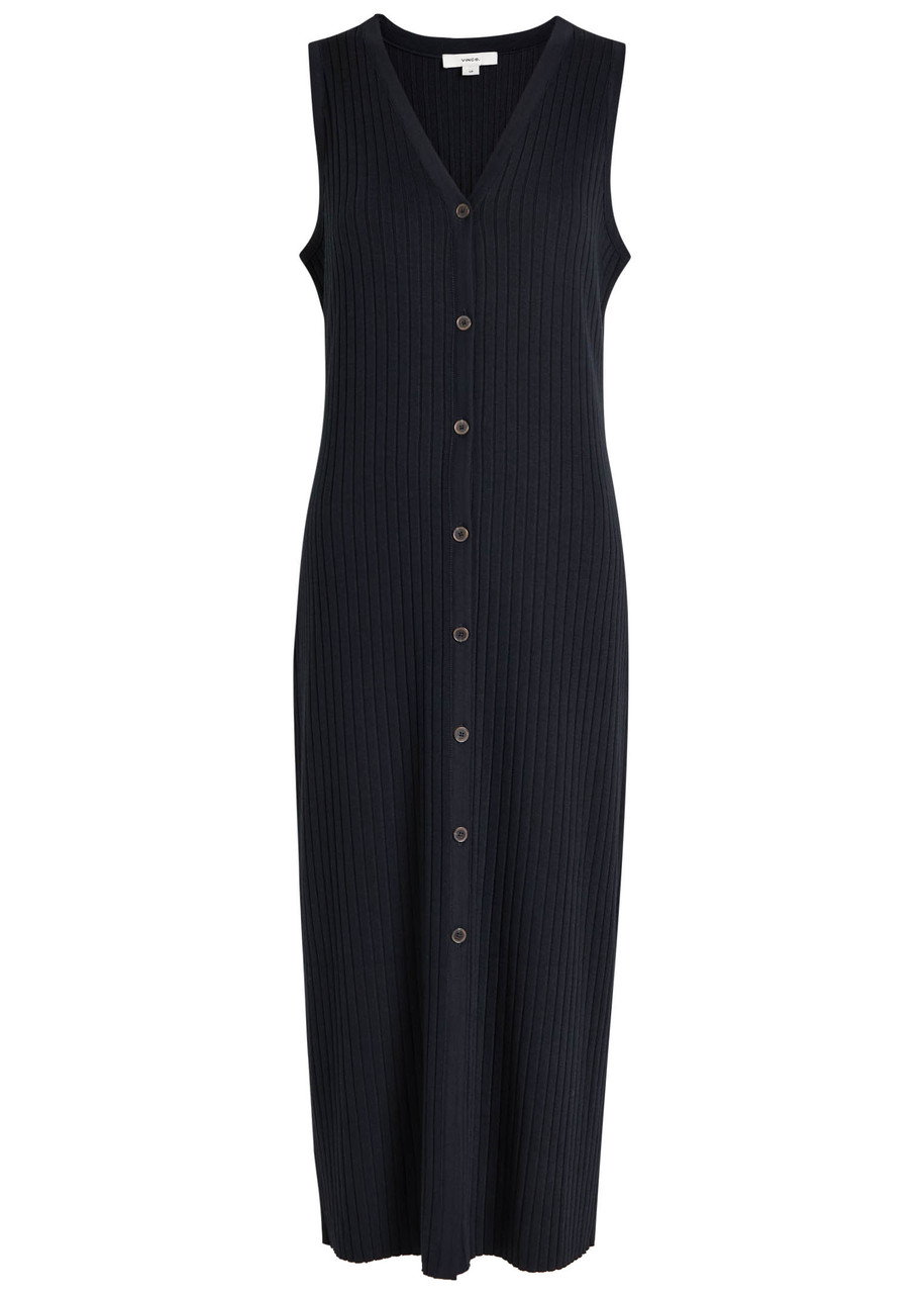 VINCE Ribbed stretch-knit midi dress | Harvey Nichols VINCE Ribbed stretch-knit midi dress | Harvey Nichols