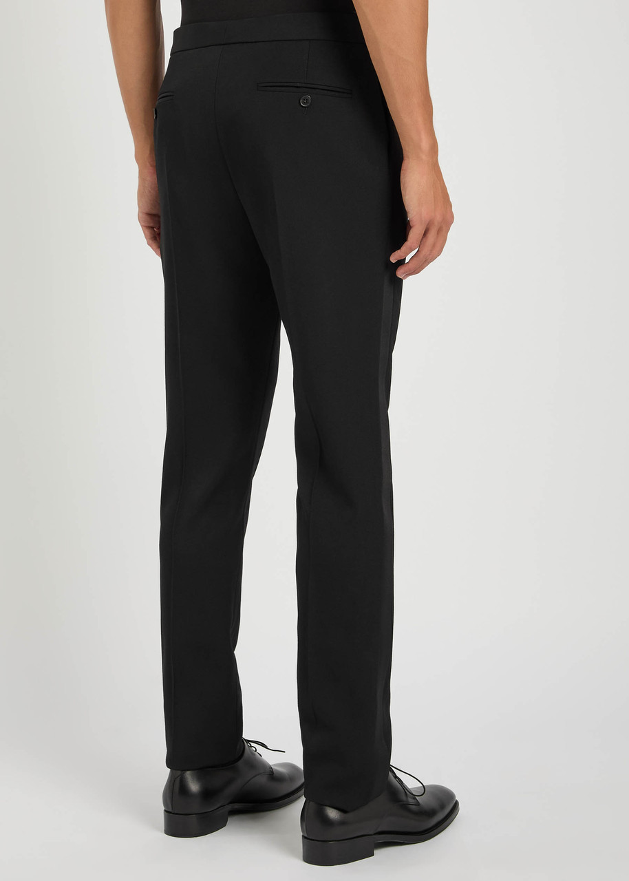 SAINT LAURENT Satin and wool slim-leg trousers | Harvey Nichols