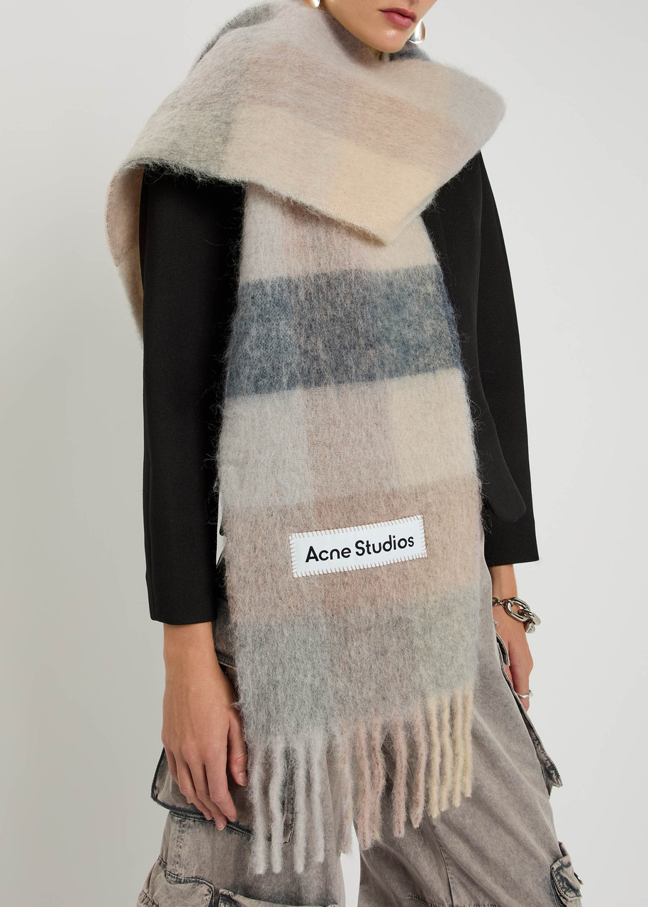 ACNE STUDIOS Vally checked wool-blend scarf | Harvey Nichols