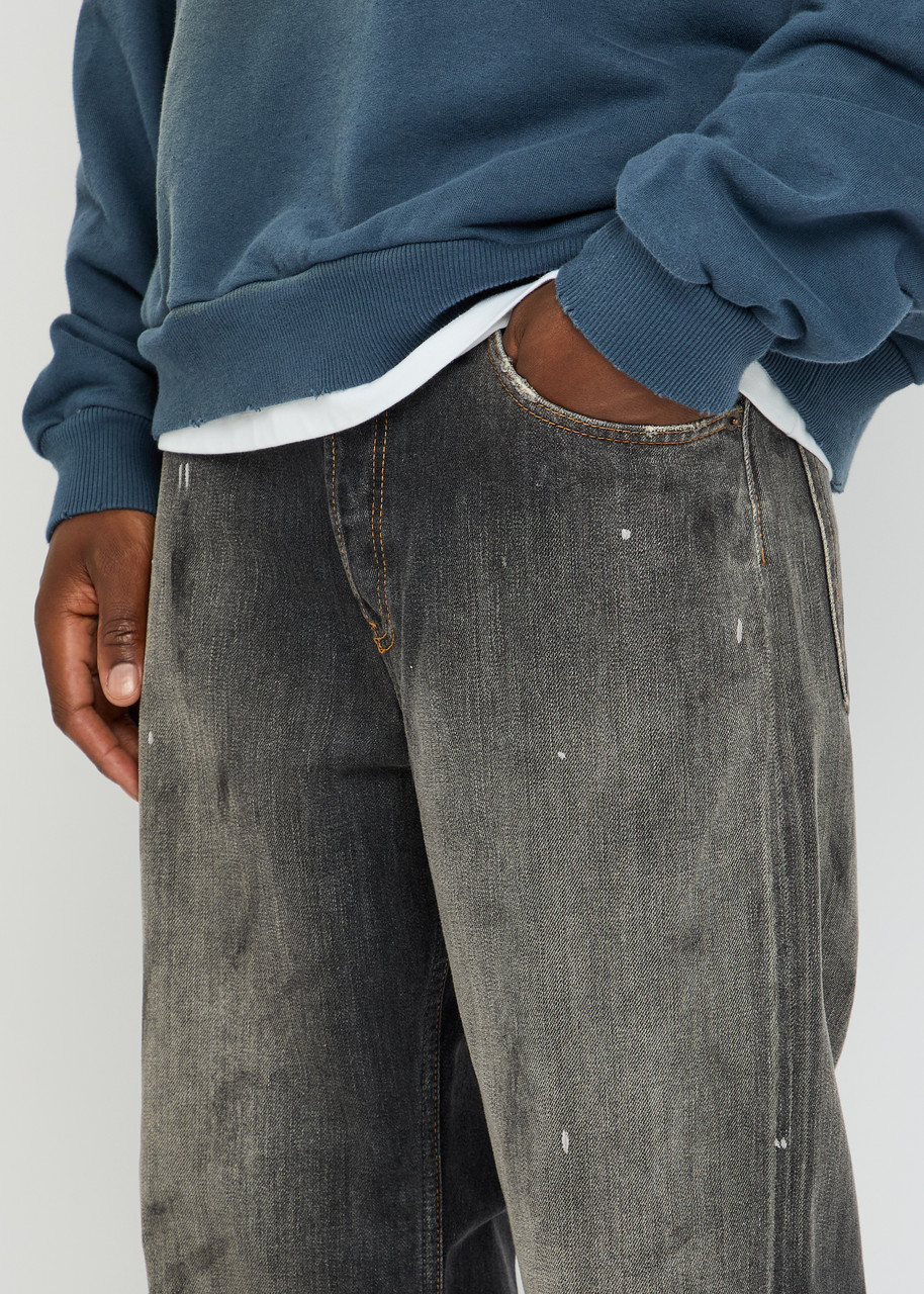 パンツ Acne Studios Paint Jeans ACNE STUDIOS Straight-Leg Distressed Paint-Splattered Jeans