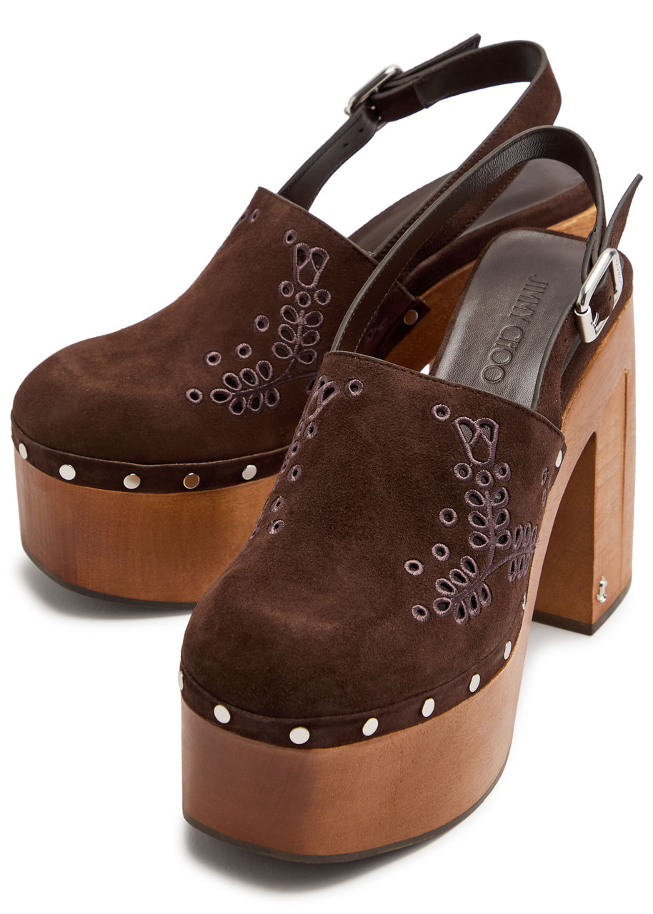 JIMMY CHOO Alida 135 embroidered slingback clogs | Harvey Nichols