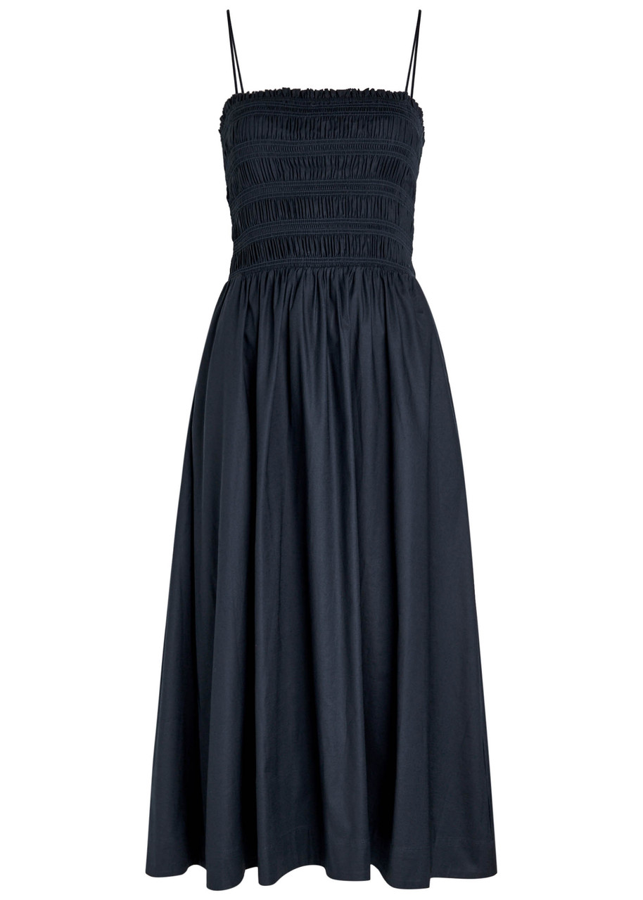 REFORMATION Kerrie smocked stretch-cotton midi dress | Harvey Nichols