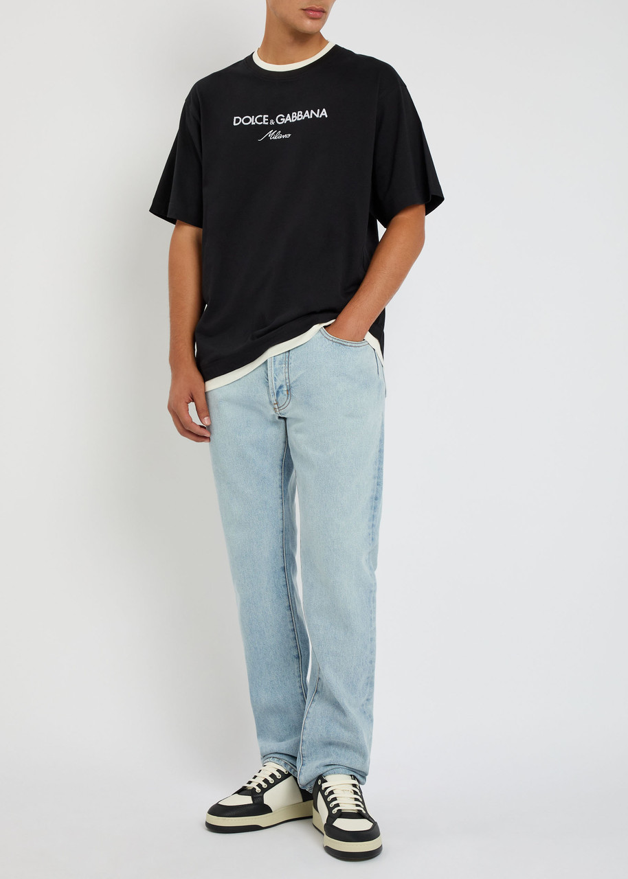 DOLCE & GABBANA Logo-embroidered cotton T-shirt | Harvey Nichols