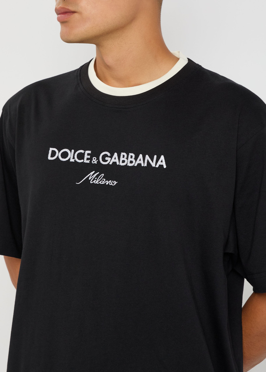 DOLCE & GABBANA Logo-embroidered cotton T-shirt | Harvey Nichols