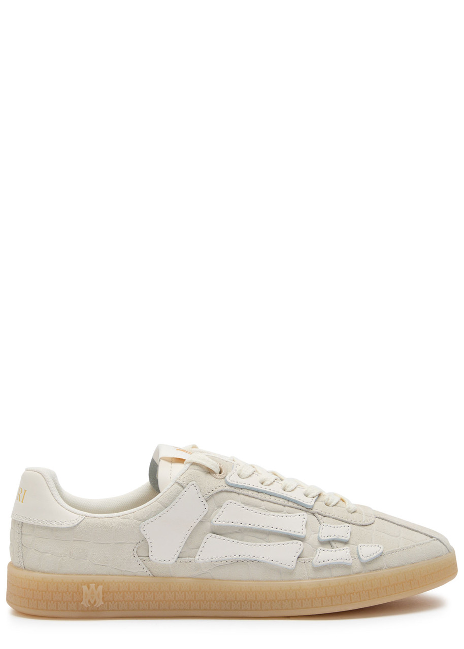 AMIRI Pacific Bones crocodile-effect suede sneakers | Harvey Nichols