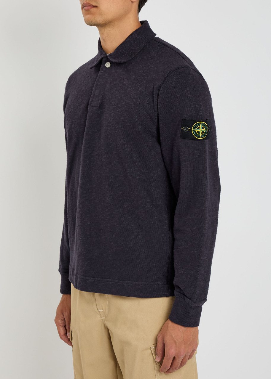 トップス STONE  80's Logo Polo Sweatshirt STONE ISLAND Logo slubbed cotton polo sweatshirt | Harvey Nichols
