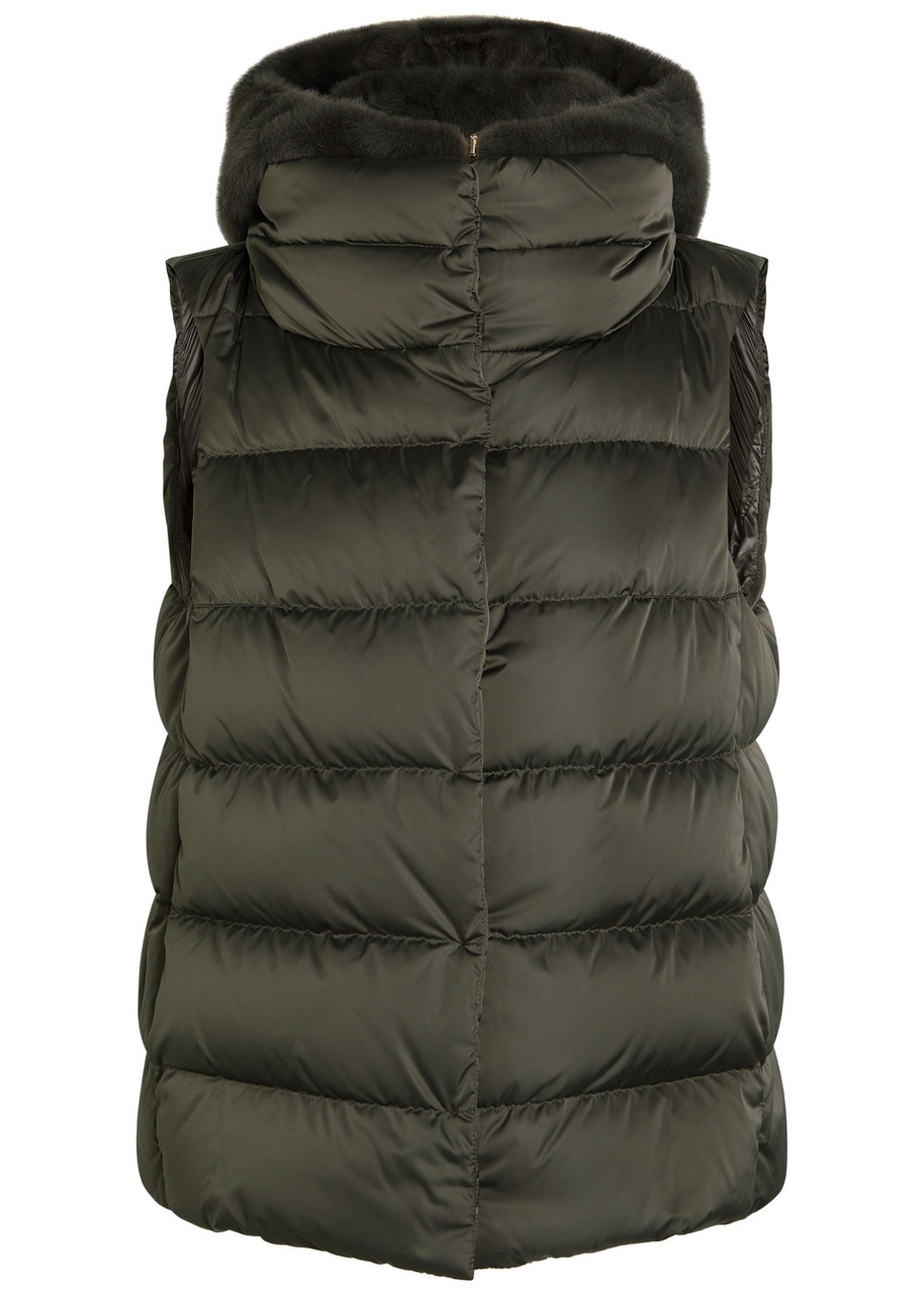 HERNO Quilted hooded shell and faux fur gilet | Harvey Nichols