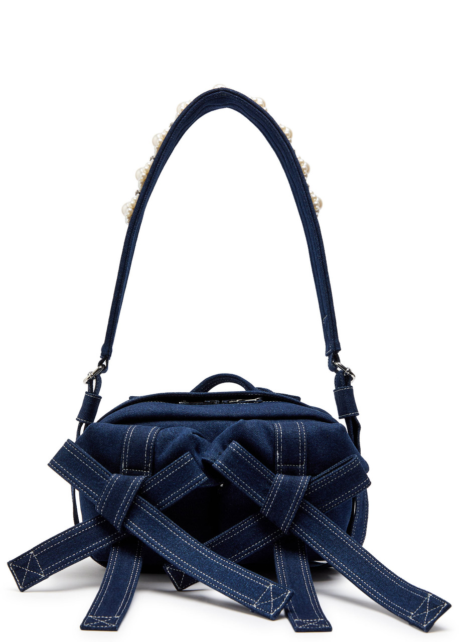 SIMONE ROCHA Bow embellished denim cross-body bag | Harvey Nichols