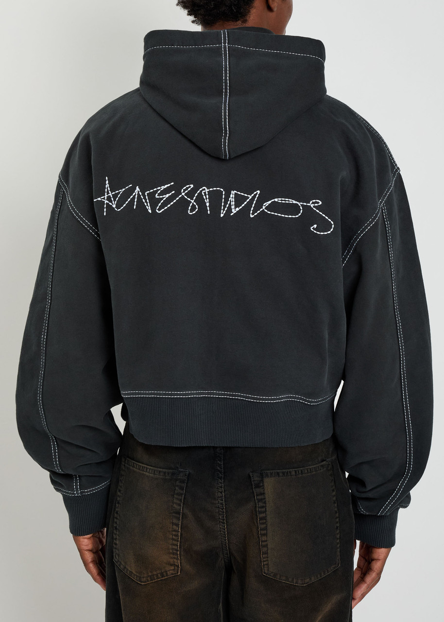 ACNE STUDIOS Logo-embroidered hooded cotton sweatshirt | Harvey