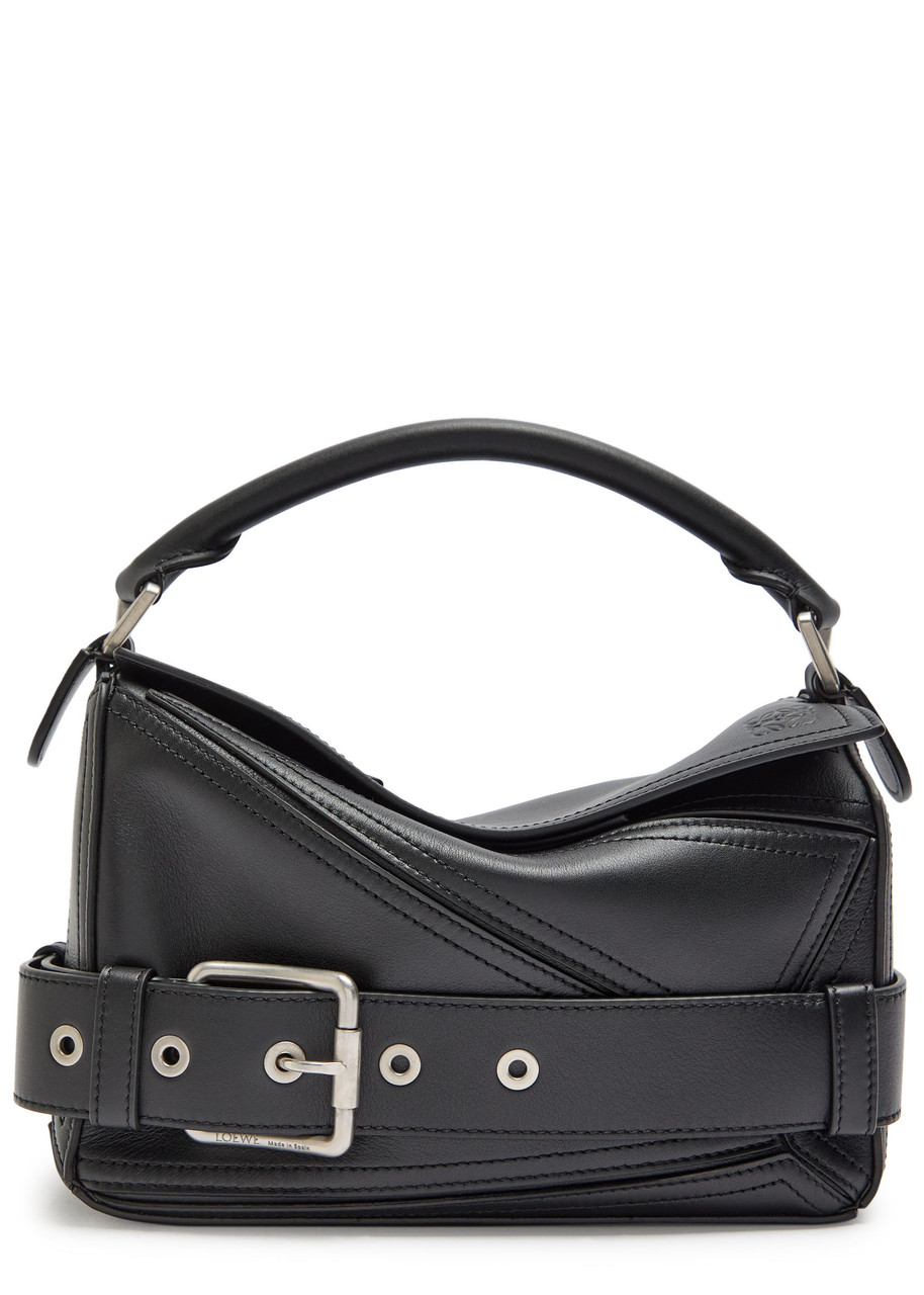 バッグ LOEWE Archive leather handbag Black LOEWE Black Mini Leather Puzzle Edge Top-Handle Bag | Harrods AE