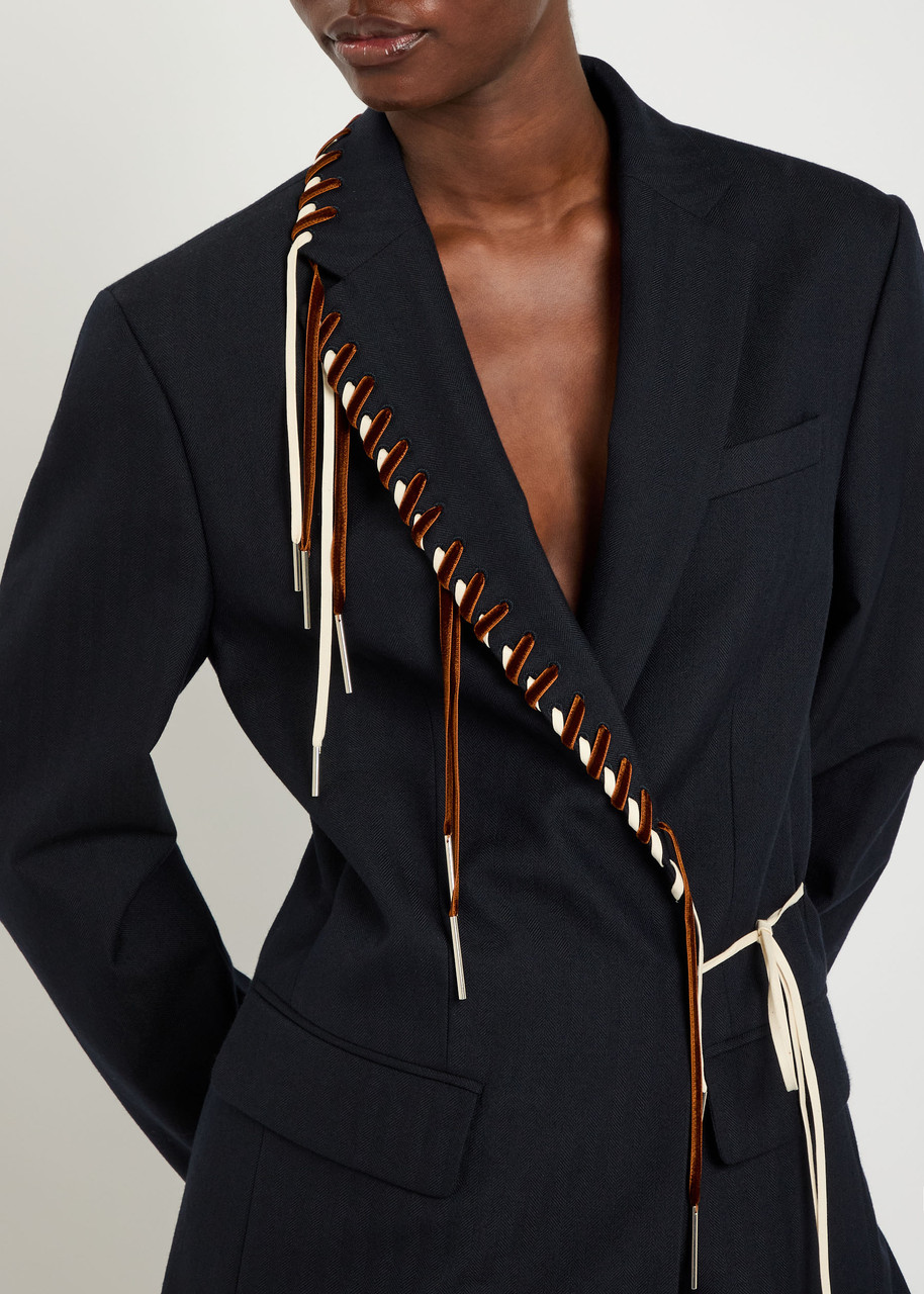 DRIES VAN NOTEN Baftan embellished wool wrap blazer | Harvey Nichols