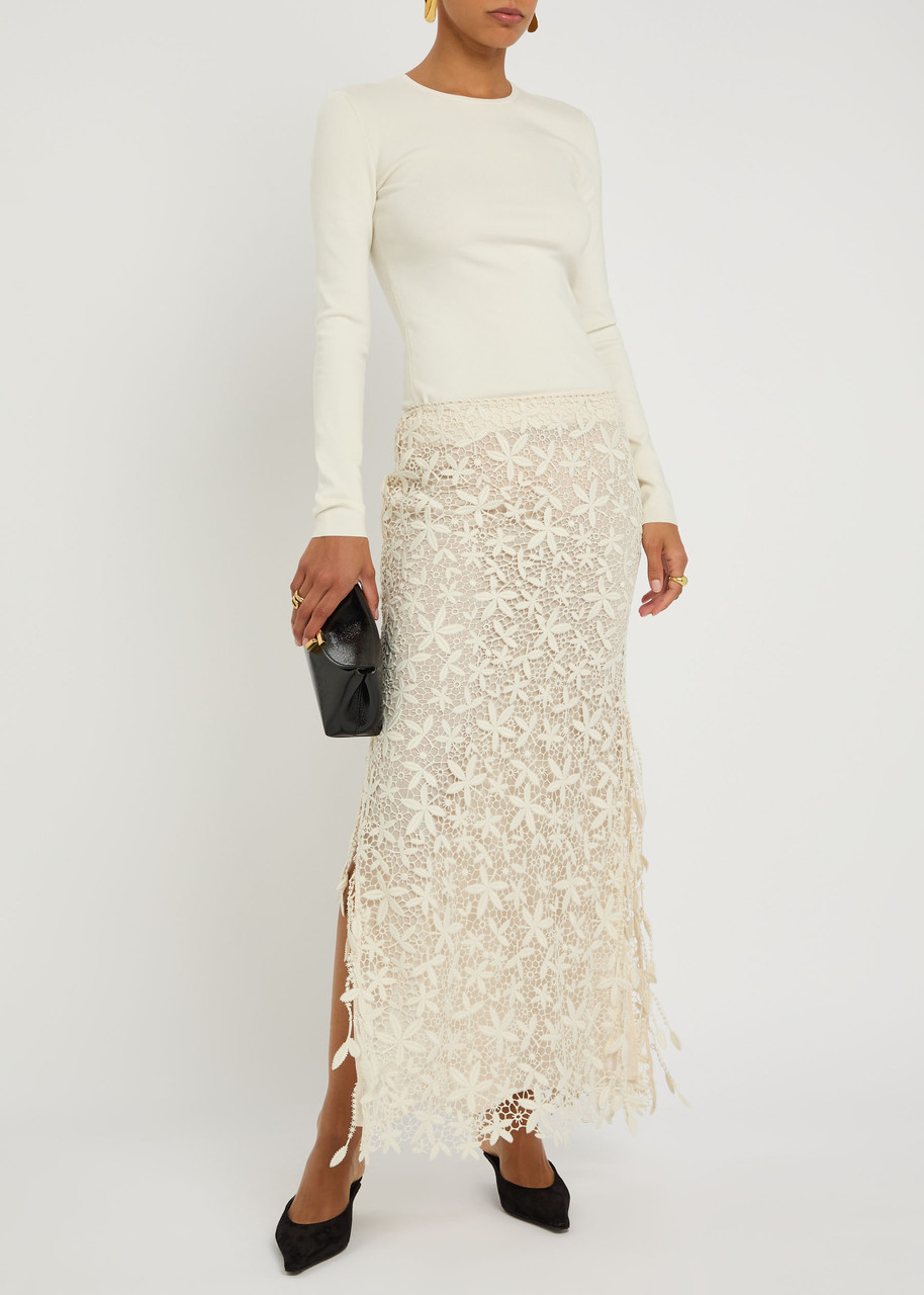 TOTEME Floral guipure lace maxi skirt | Harvey Nichols