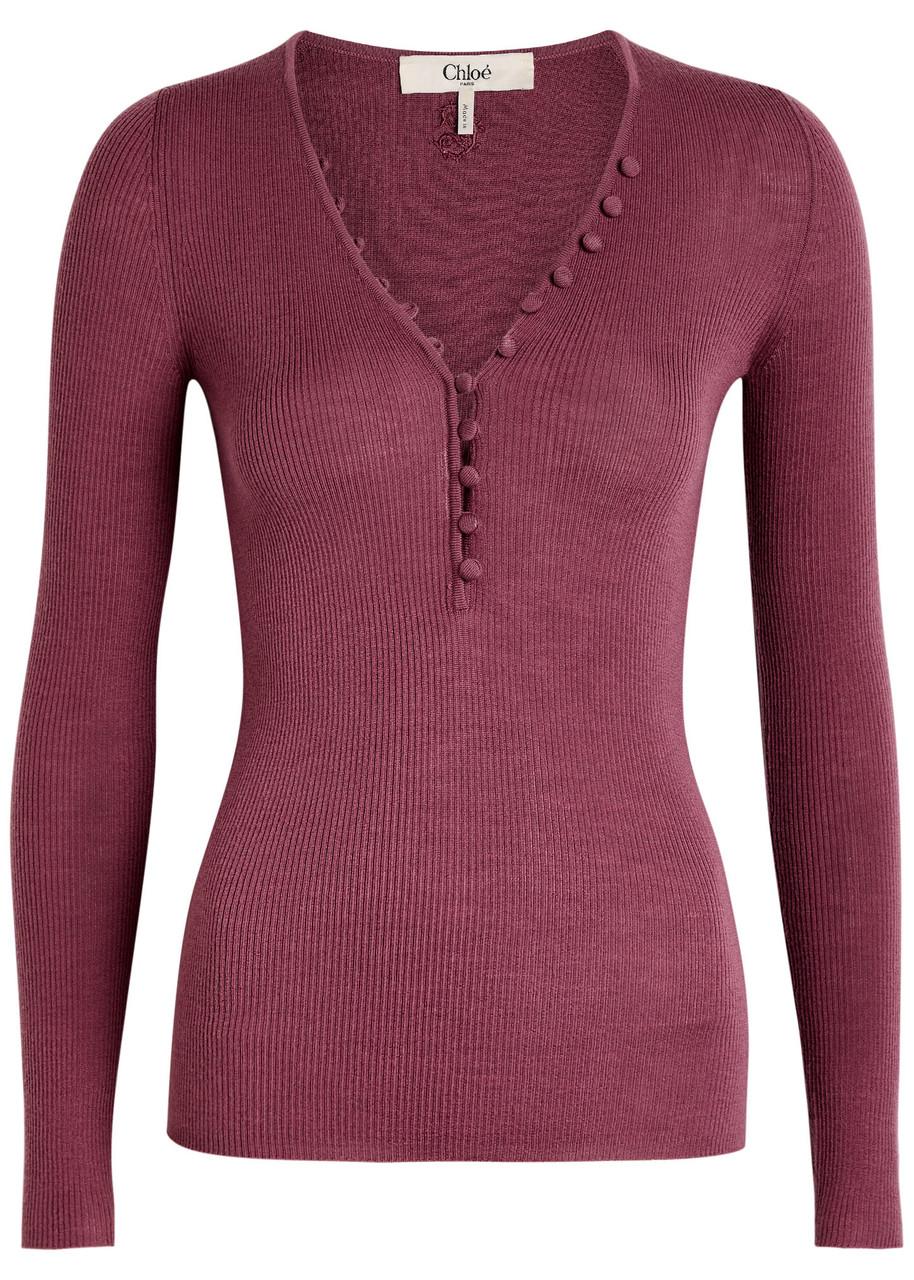 CHLOE Ribbed-knit wool top | Harvey Nichols