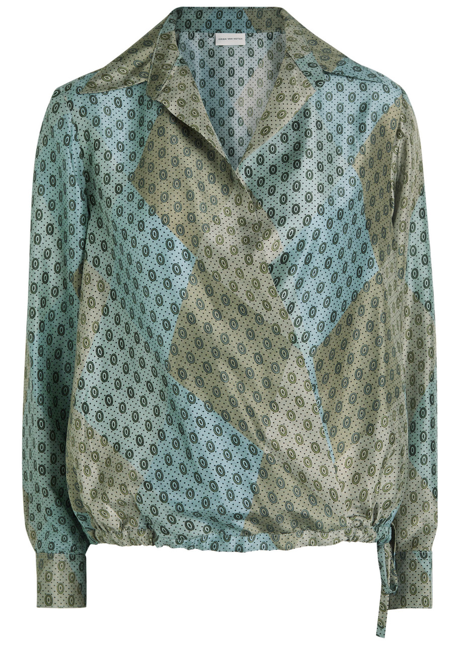 DRIES VAN NOTEN Cedal wrap-effect silk shirt | Harvey Nichols