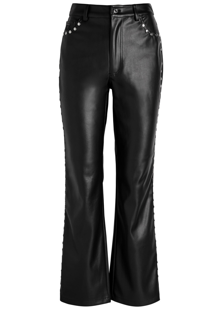 NEVER FULLY DRESSED Stud-embellished faux leather trousers