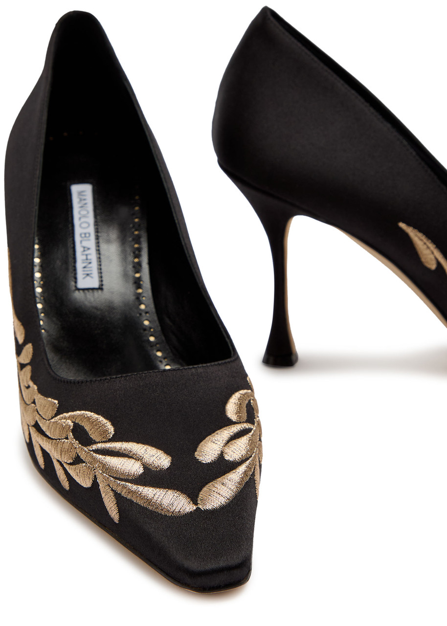 MANOLO BLAHNIK Rabata 90 embroidered satin pumps | Harvey Nichols