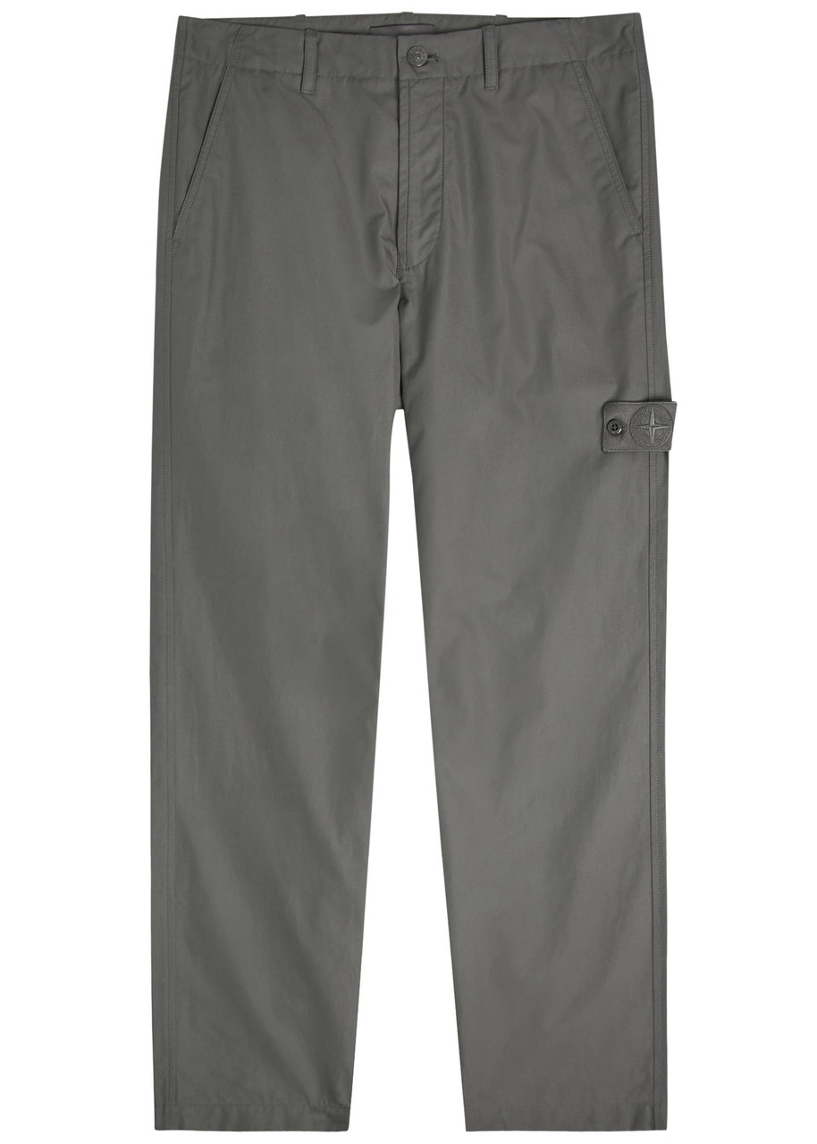 STONE ISLAND Ghost straight-leg cotton-poplin cargo trousers