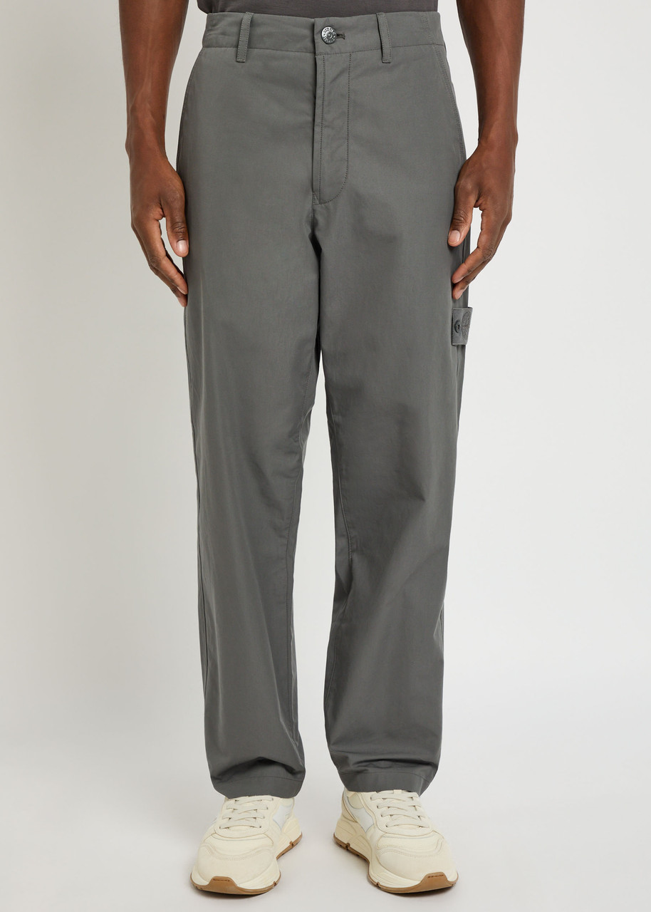 STONE ISLAND Ghost straight-leg cotton-poplin cargo trousers