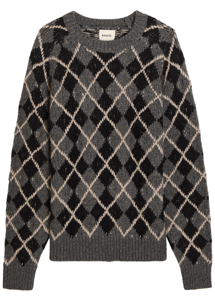 KHAITE Pratt argyle cashmere jumper | Harvey Nichols
