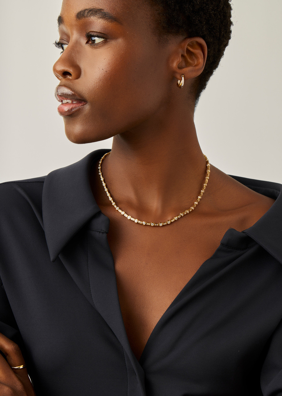 MISSOMA X Lucy Williams 18ct gold plated tennis necklace | Harvey