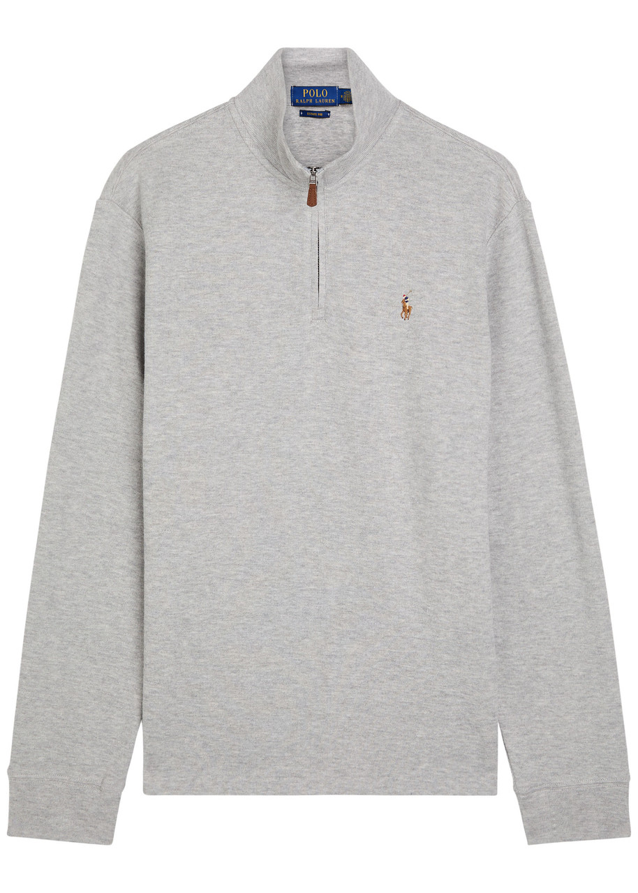 POLO RALPH LAUREN Logo-embroidered half-zip cotton sweatshirt