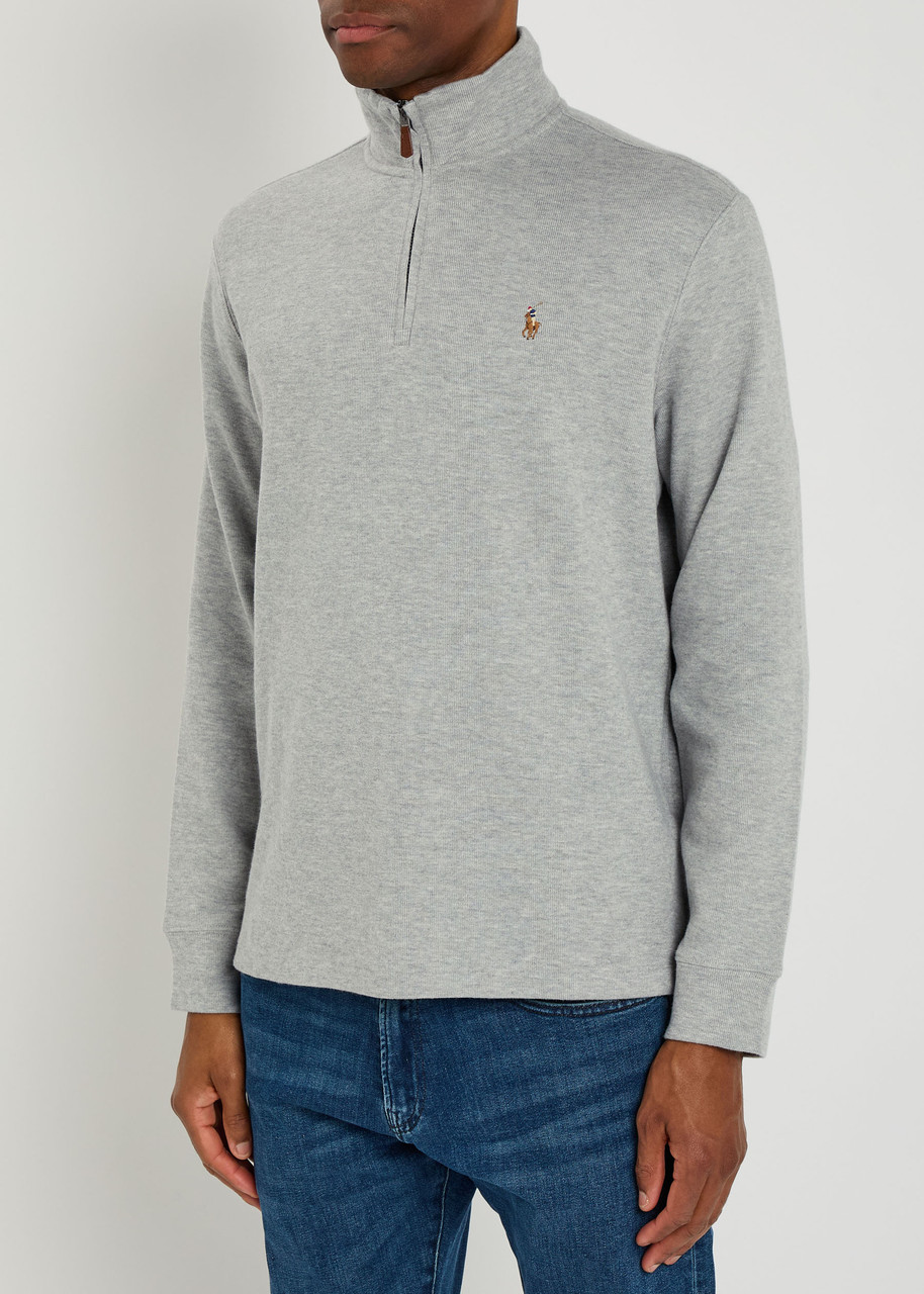 POLO RALPH LAUREN Logo-embroidered half-zip cotton sweatshirt