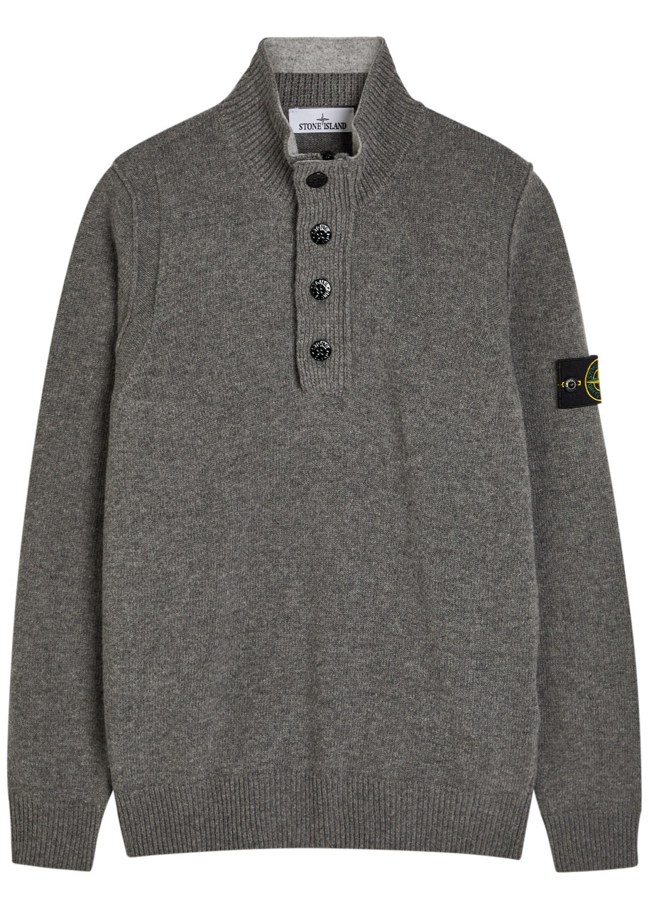 STONE ISLAND Wool-blend polo jumper | Harvey Nichols