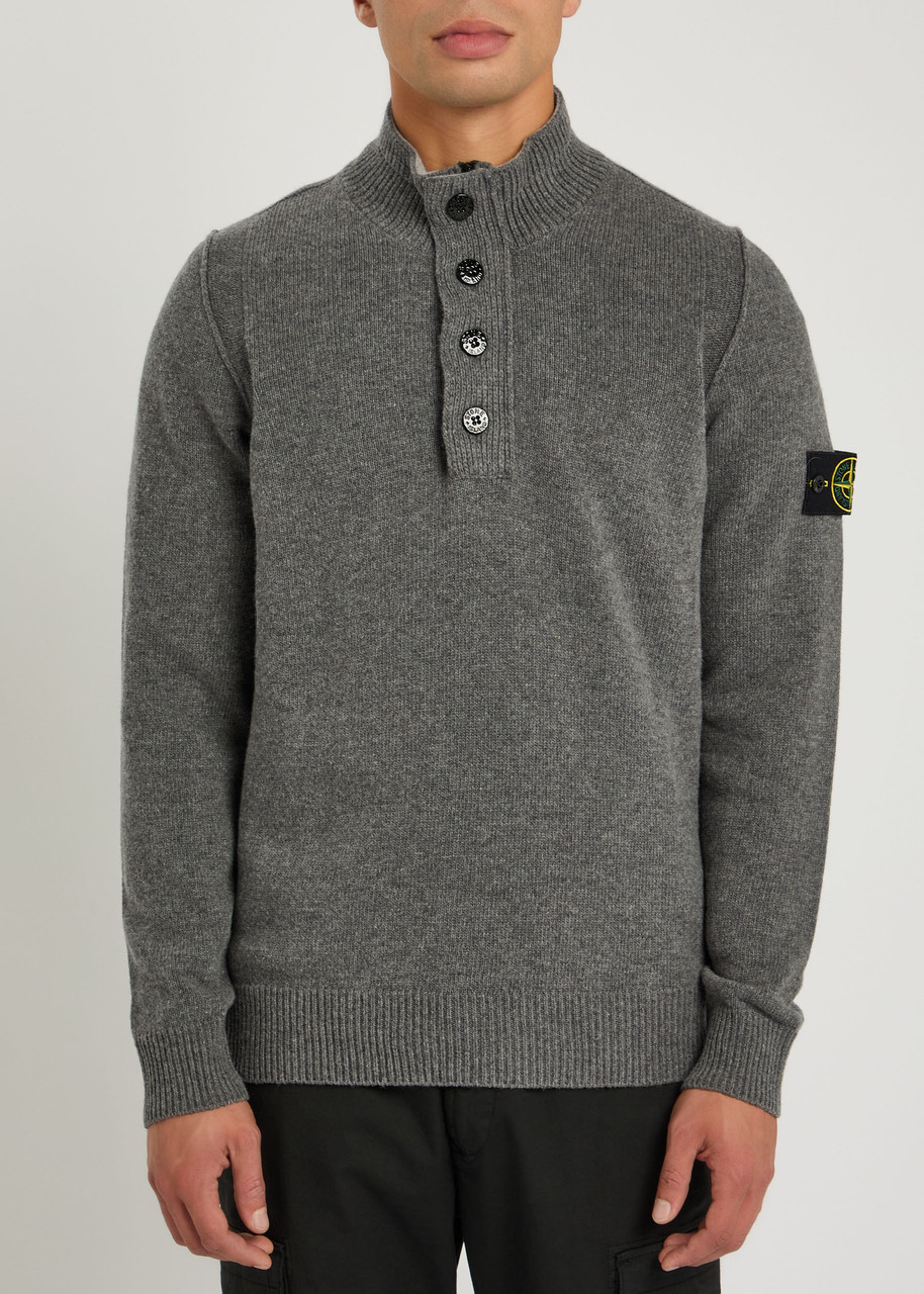 STONE ISLAND Wool-blend polo jumper | Harvey Nichols