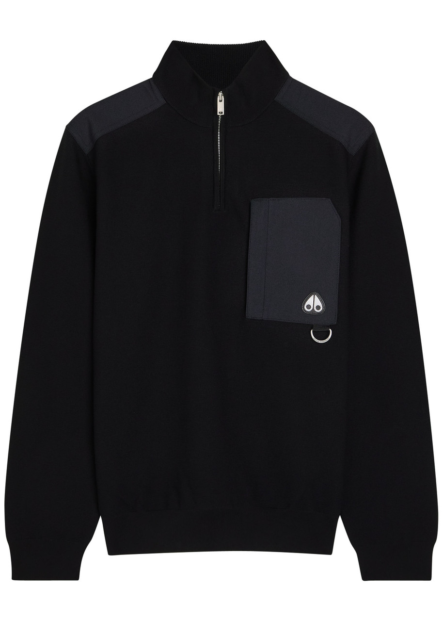 MOOSE KNUCKLES Lowan panelled half-zip knit sweatshirt | Harvey