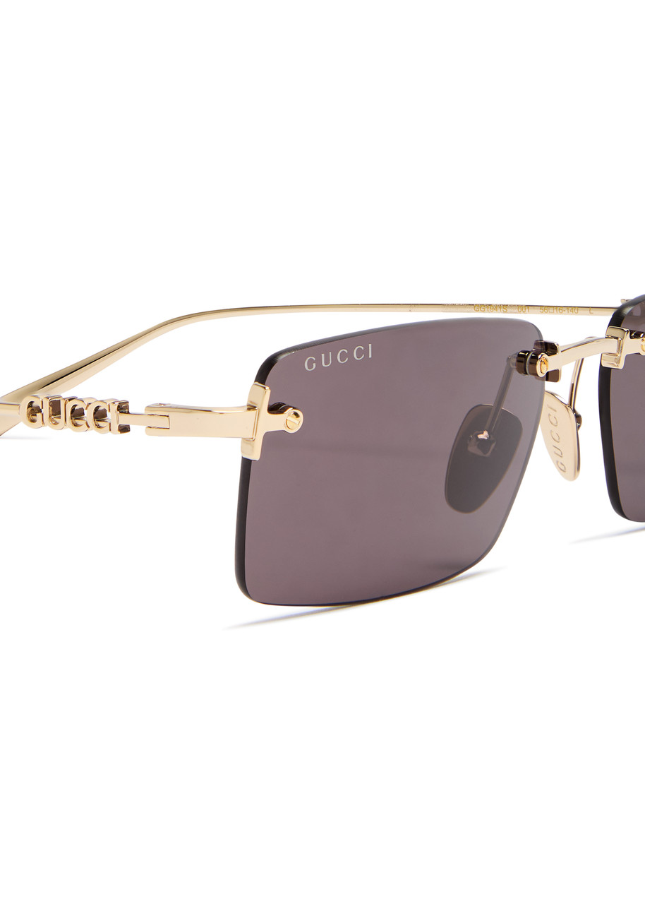 GUCCI Rimless rectangle-frame sunglasses | Harvey Nichols
