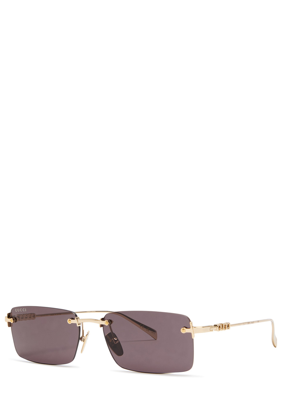 GUCCI Rimless rectangle-frame sunglasses | Harvey Nichols