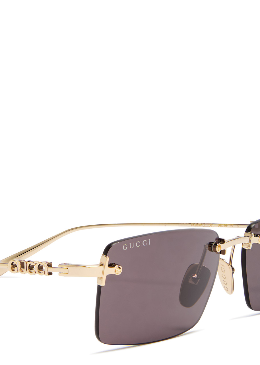 GUCCI Rimless rectangle-frame sunglasses | Harvey Nichols