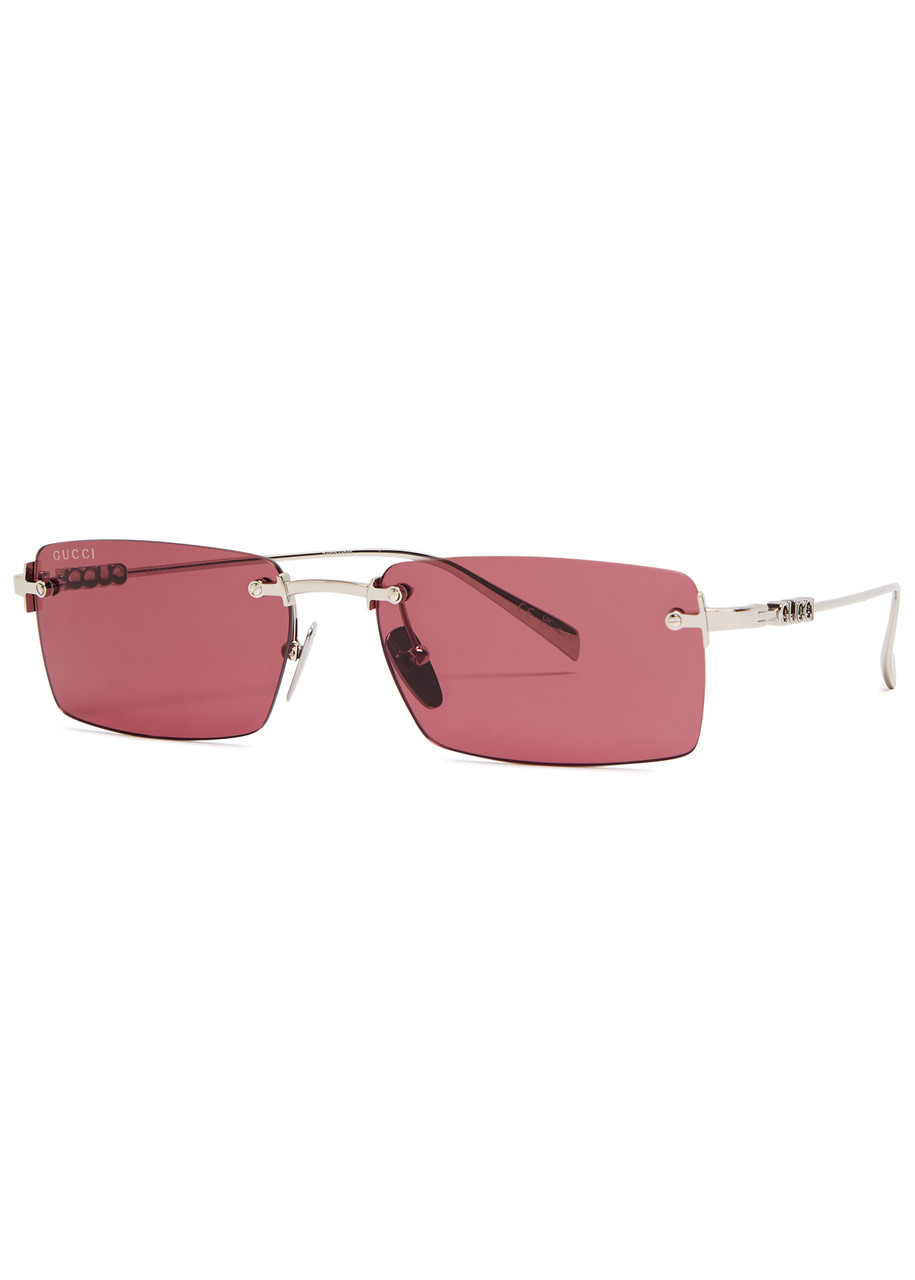 GUCCI Rimless rectangle-frame sunglasses | Harvey Nichols