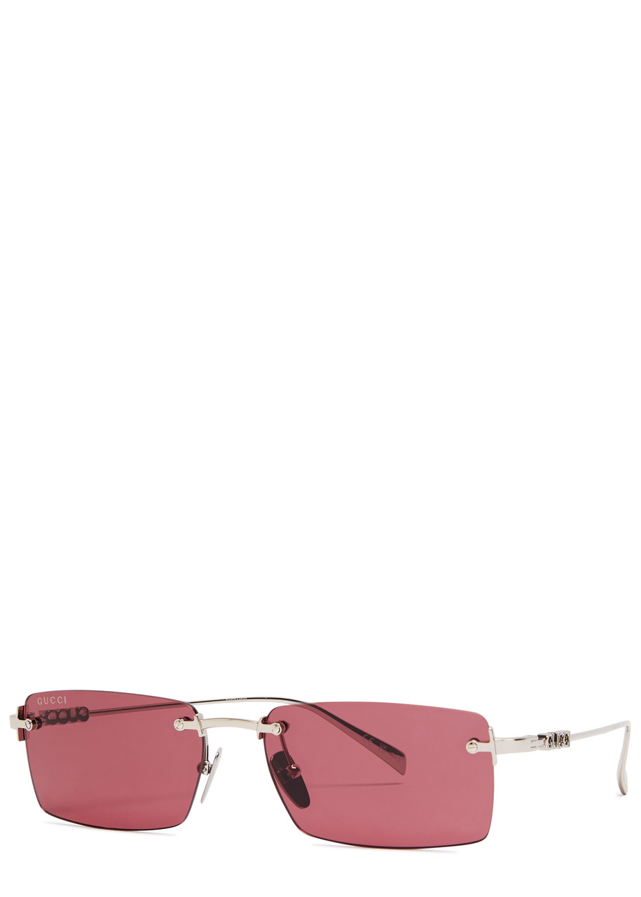 GUCCI Rimless rectangle-frame sunglasses | Harvey Nichols