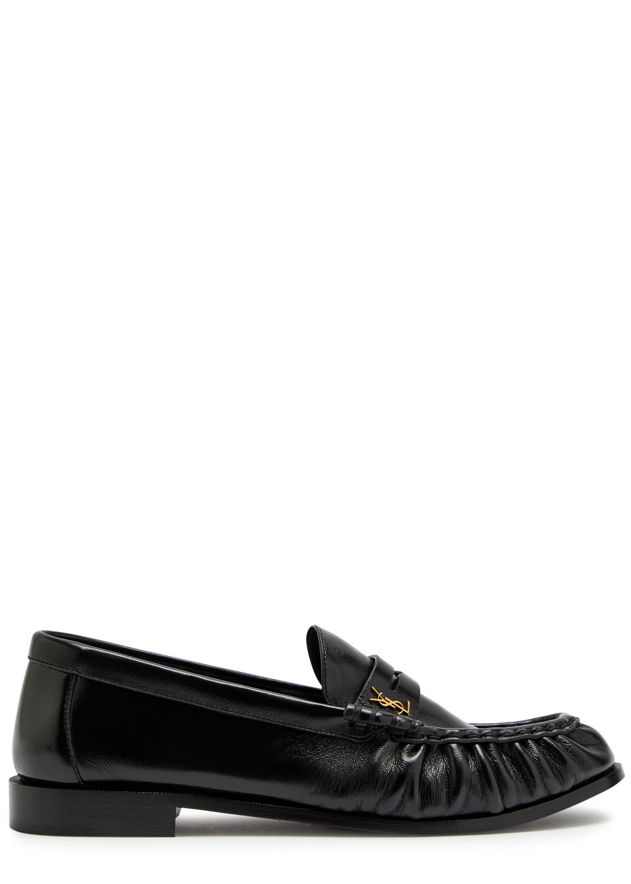 SAINT LAURENT Logo saffiano leather loafers | Harvey Nichols