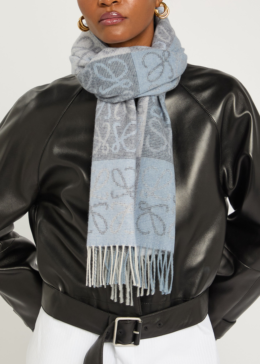 LOEWE Anagram-intarsia wool and cashmere-blend scarf | Harvey Nichols
