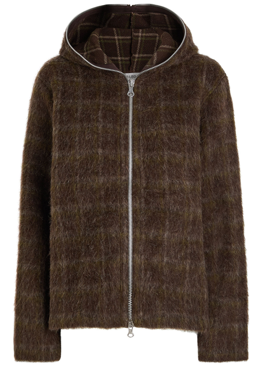 OUR LEGACY Full Zip Hood checked brushed knit jumper | Harvey Nichols