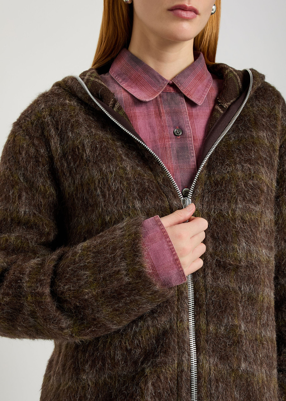 OUR LEGACY Full Zip Hood checked brushed knit jumper | Harvey Nichols